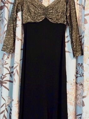 Vintage 50s Pinup Black Tan & Lace Fit & Flare Sweetheart Empire Waist XS/SM